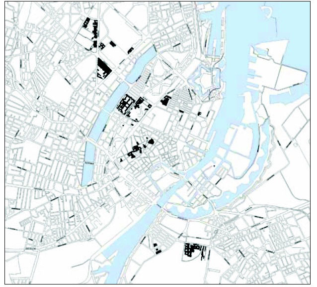 Map of Copenhagen showing campus areas