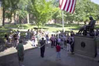 Every year, a large number of
tourists visit Harvard Campus.