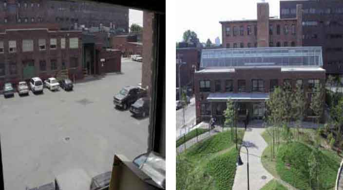 Before and after
green modernisation. The picture shows the
buildings HGCI has helped secure a LEED
gold certificate for renovation.