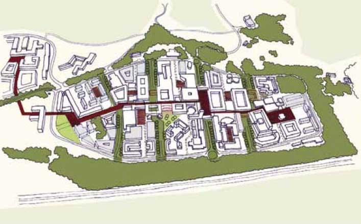 Lancaster’s central
thoroughfare ‘The Spine’ is reinforced and
new squares and destinations added.