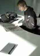 Group desks with built-in cable trays